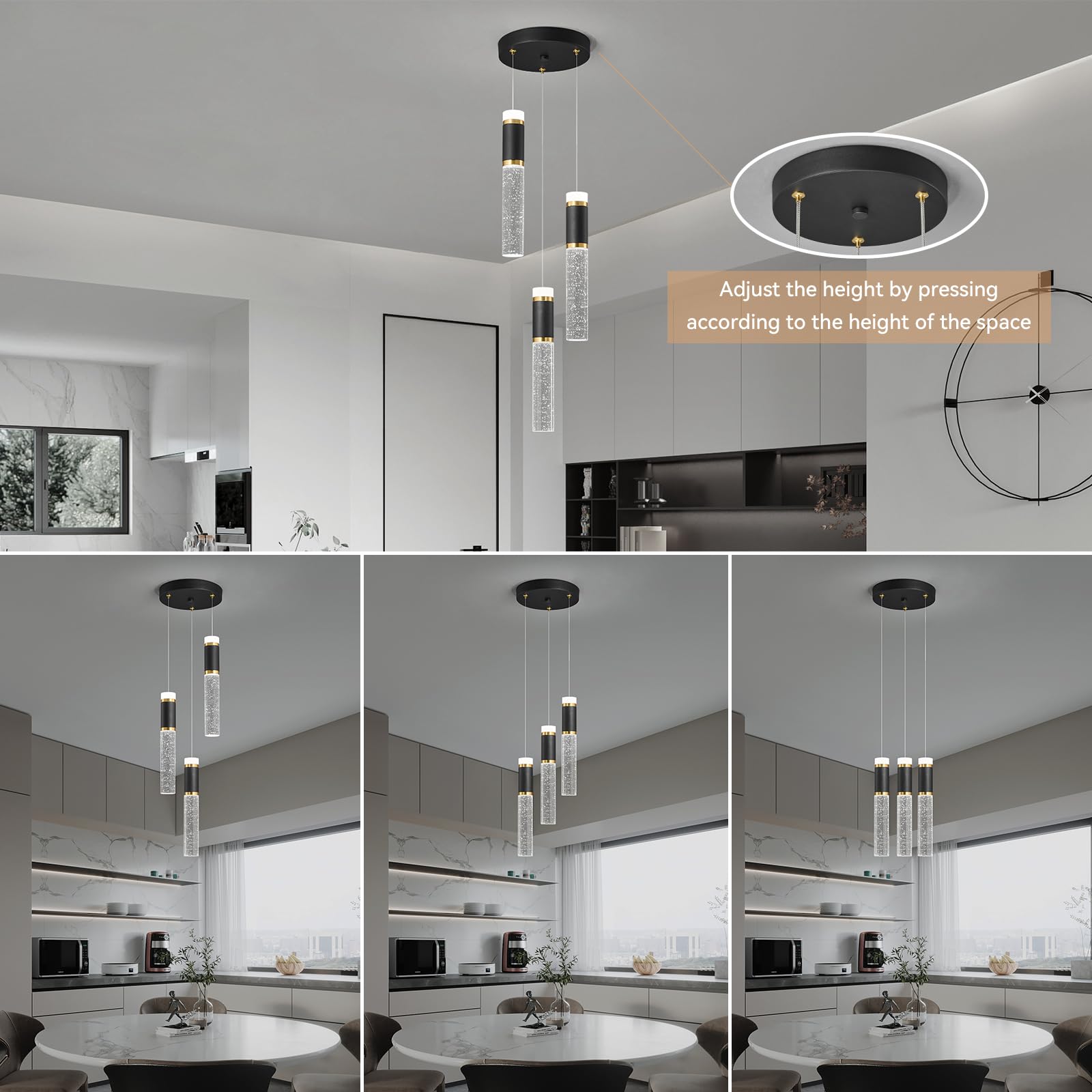 BNHHLZ 3-Light Pendant Lights Kitchen Island, Dimmable LED